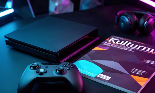 Spielekonsole und Kulturmagazin auf einem dunklen Redaktionstisch